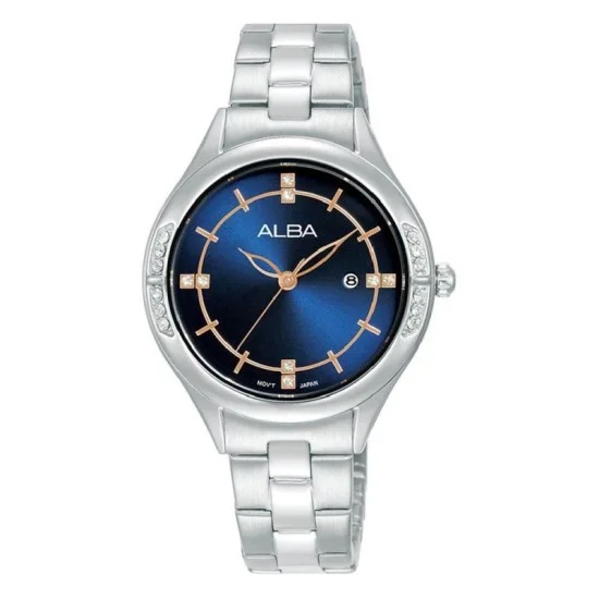 Alba 32Mm Fashion Watch For Women, Analog, Stainless Steel Band - Silver
